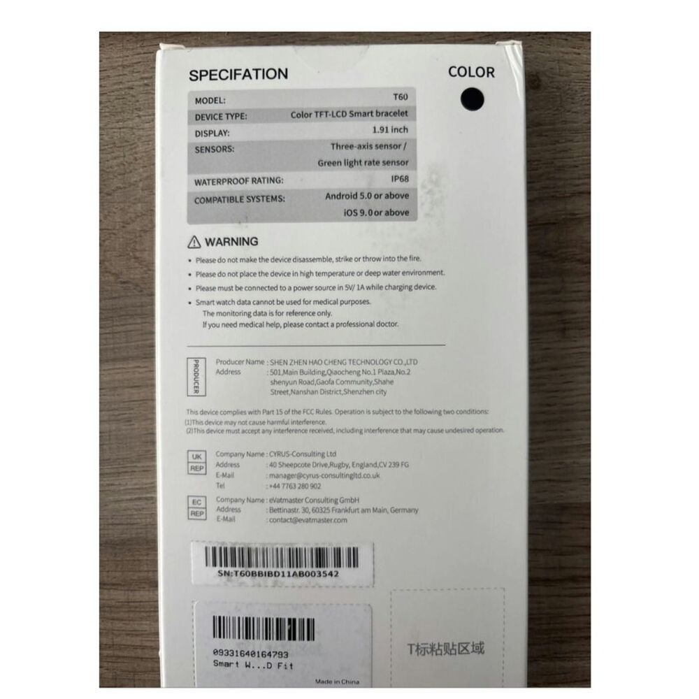 Smartwatch New In Box Fitness Tracker Apple I-Phone Android Black Pink strap - Picture 3 of 3